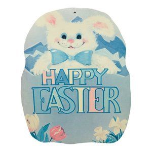 Vintage Easter Eureka Die Cut Bunny Tulip Cardboard Decoration HAPPY EASTER